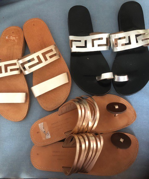 greek key sandals